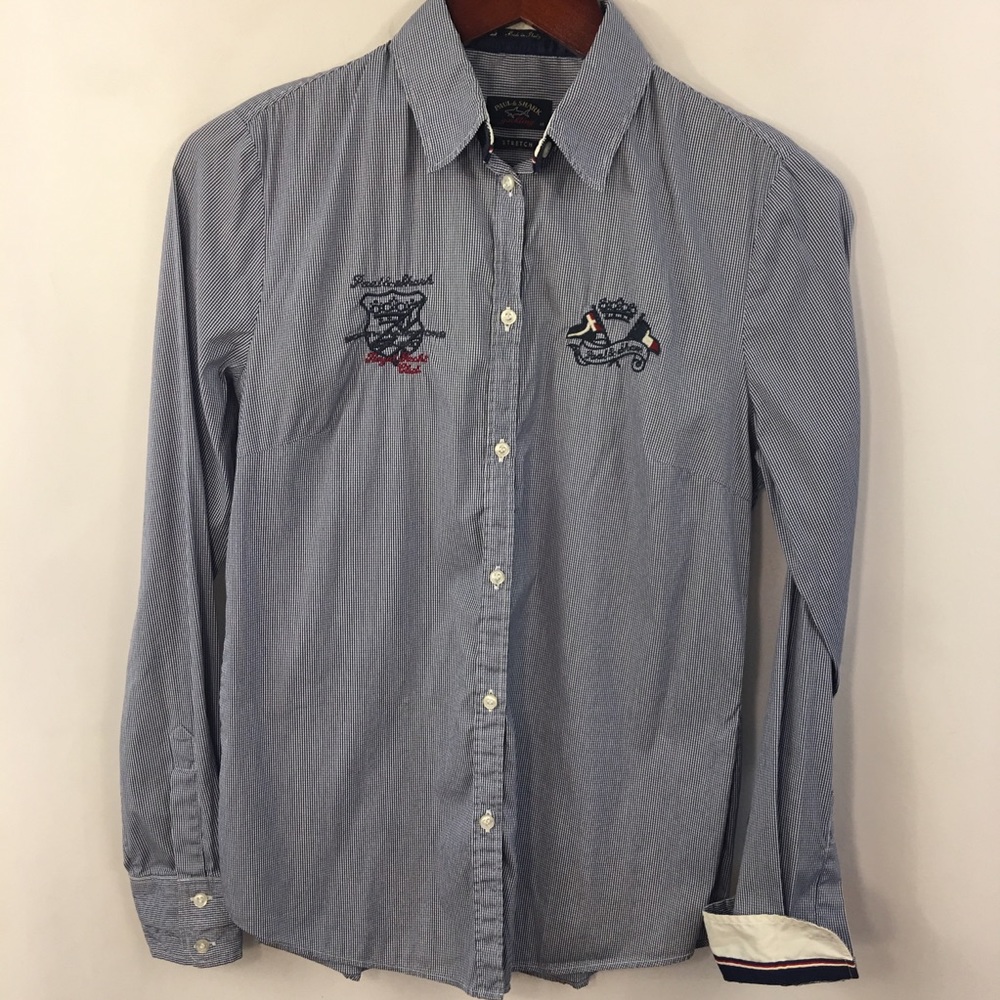Paul Shark Shirt Women 40 Yachting Gingham Plaid